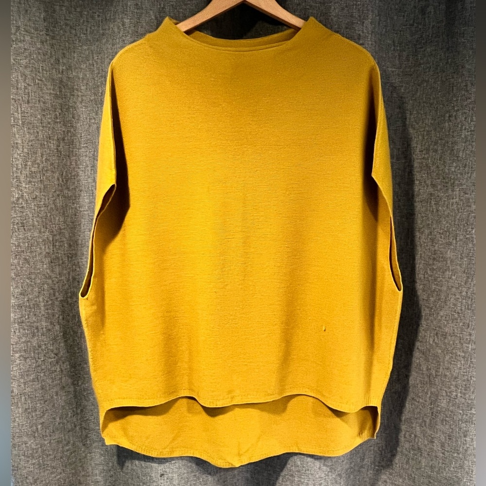 Oska Virgin Wool Mustard Mock-neck Sweater Vest